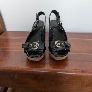 Black platform wedge sandals